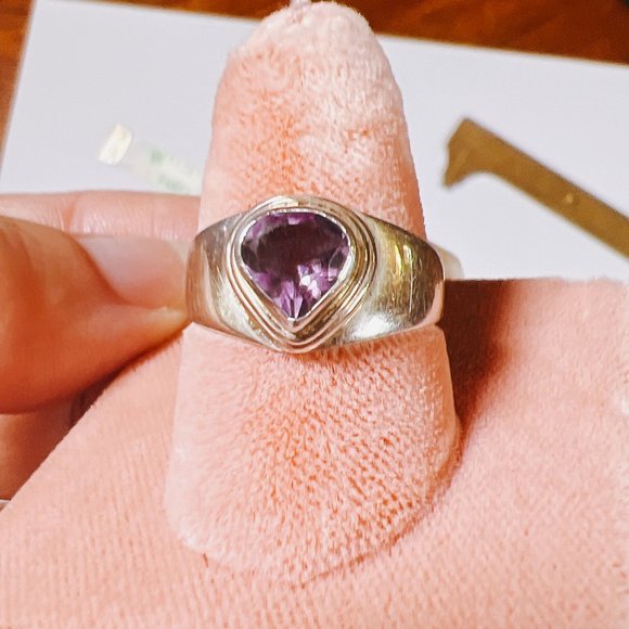NEW Ring GENUINE Amethyst 925 Silver SZ 7 - Picture 1 of 7